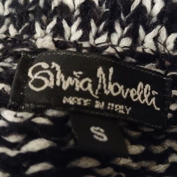 Silvia Novelli Women's size S chunky cozy sweater cowl neck black‎ white - Picture 5 of 5